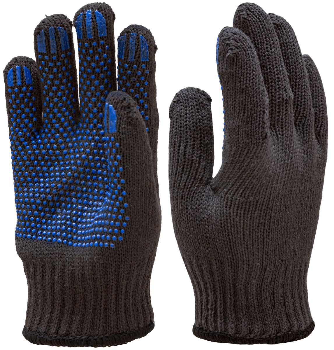 Перчатки трикотажные с ПВХ ДВОЙНЫЕ черный