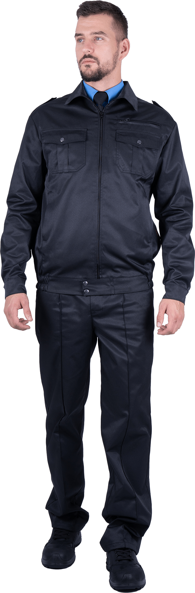 Костюм мужской ОХРАНА от механических воздействий и ОПЗ (куртка, брюки), черный