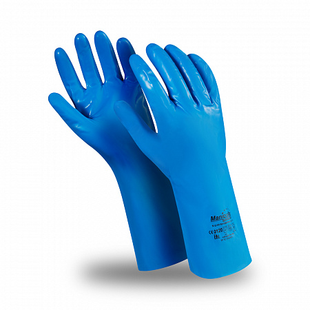 Перчатки КЕТОФЛЕКС (N-U-64), нитрил 0.28 мм, 330 мм, без подкладки, цвет синий