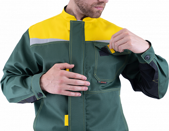 Костюм КМ-10 ЛЮКС летний, зеленый-желтый (Куртка+полукомбинезон)