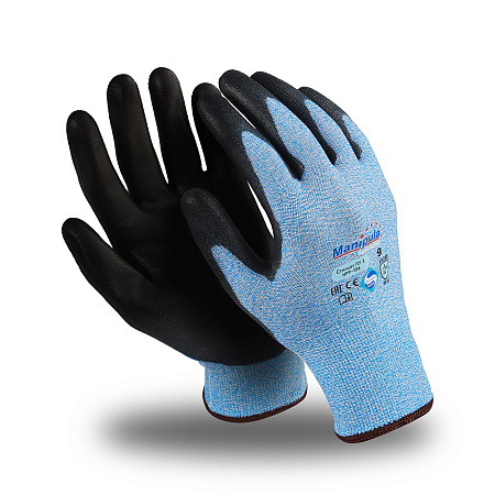 Перчатки СТИЛКАТ ПУ 3 (HРP-106), Sapphire Technology, ПУ частичный, оверлок, цвет сине-черный