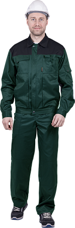 Костюм ТЕХНИК летний, т/зелёный-черный (Куртка+полукомбинезон)