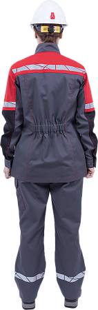 Куртка ХАЙ-ТЕК SAFETY летняя, серый-красный-черный, женская