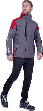 Куртка-штормовка РЕСПЕКТ, серый-красный