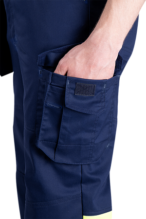 Полукомбинезон ACTIVE FLEX / АКТИВ ФЛЕКС летний, т.синий-флуоресцентный желтый