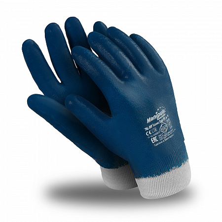 Перчатки ТЕХНИК ЛАЙТ РП (TNL-05Р/MG-222), интерлок, нитрил полный, резинка, цвет синий