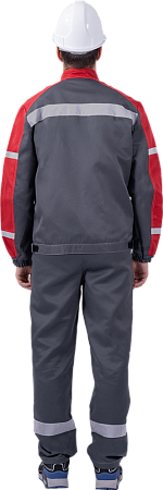 Костюм РОУД летний, серый-красный (Куртка+полукомбинезон)