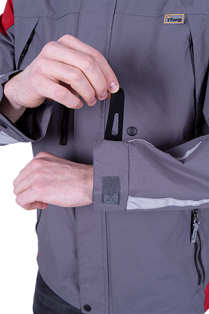 Куртка-штормовка РЕСПЕКТ, серый-красный