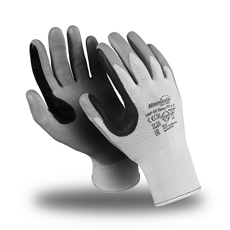 Перчатки НИМА ПУ (DNP-55), Sapphire Technology, ПУ/нитрил частичный, оверлок, цвет серо-черный