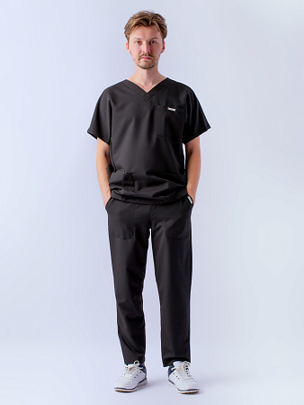 Блуза медицинская мужская «Крош TREND», черный 